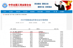 仁和集團(tuán)連續(xù)五年入圍中國(guó)民營(yíng)企業(yè)制造業(yè)500強(qiáng)榜單